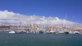 timelapse  Las Palmas, yachts in the harbor and the clouds in the sky