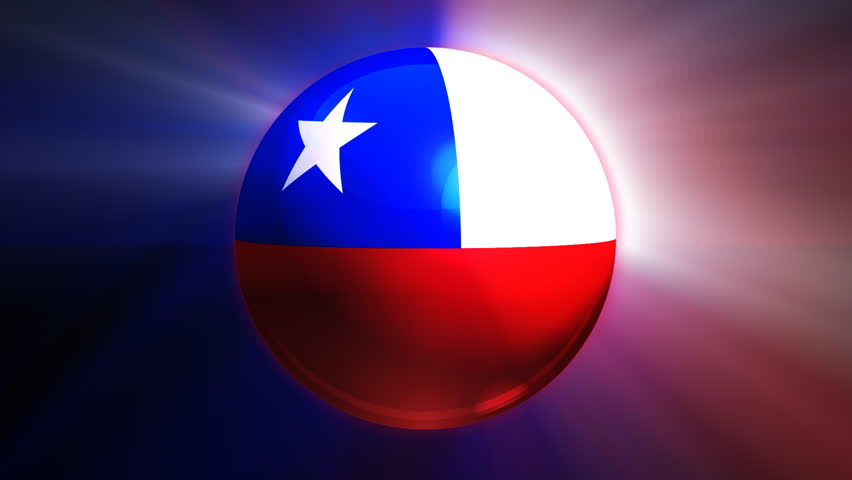 Chile flag spinning globe with shining lights - loop 