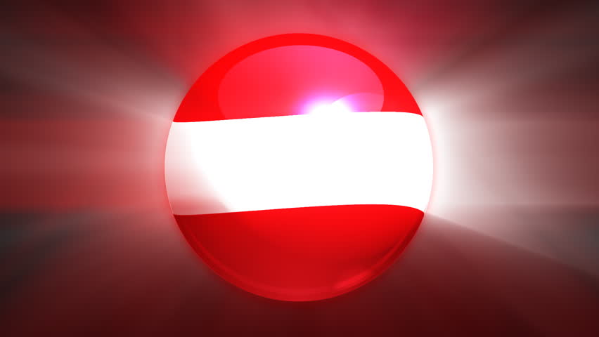 Austria flag spinning globe with shining lights - loop 