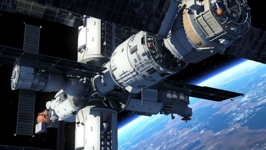 Video Stok pesawat ruang angkasa docking untuk stasiun (100% Tanpa Royalti)