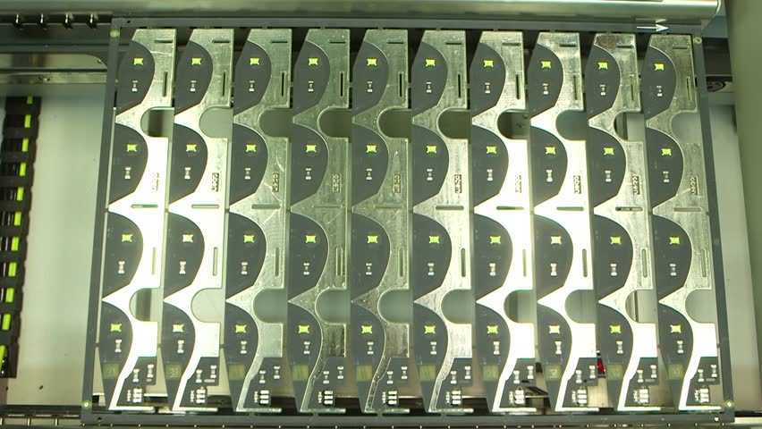 Robots are working in Led Board Factory. Techonology of Electronic Board Factory