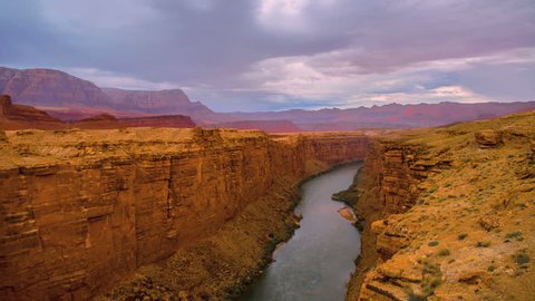 4K Colorado River Grand Canyon Storm Clouds Timelapse 