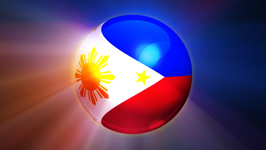 Philippines flag spinning globe with shining lights - loop 
