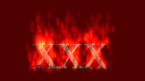 Text animation of the word XXX burning on fire.  