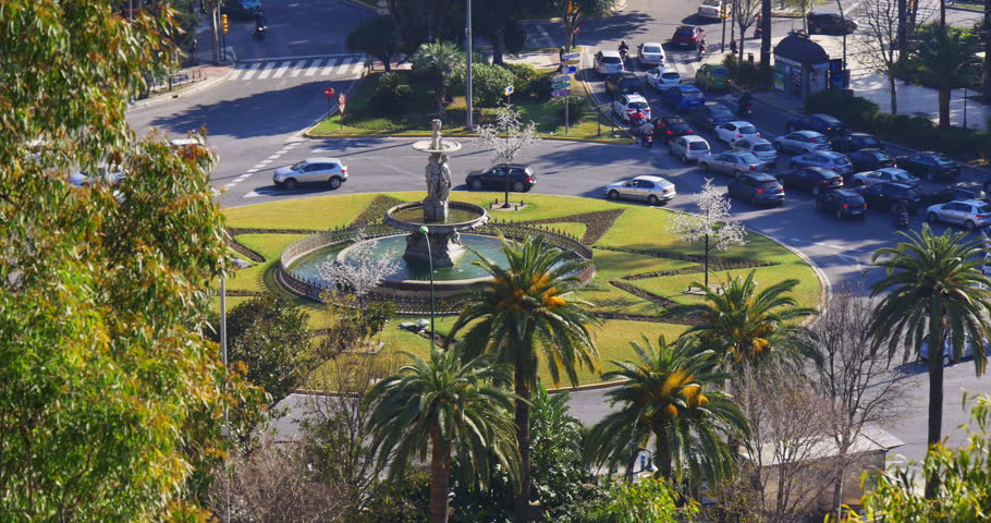 malaga circle road day light traffic 4k
