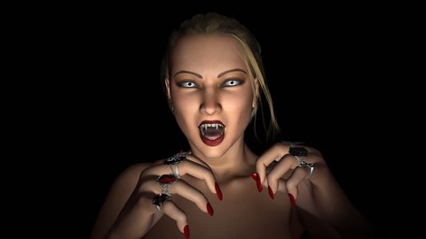Vampire - Sleeping Beauty - Loop - Alpha -  25fps - 3D animation - Chic succubus for dark comedy, black magic, bloody horror, halloween party, crime show, spooky tale, ghost story, infernal music.