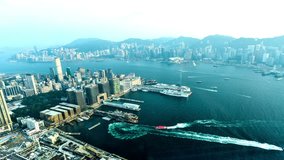 Hong Kong,China-Nov 16,2014: The bird view of Victoria Harbour in Hong Kong,China 