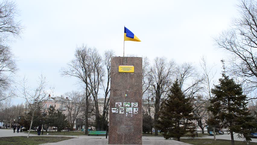 The demolished monument to Lenin in Berdyansk, Ukraine.
