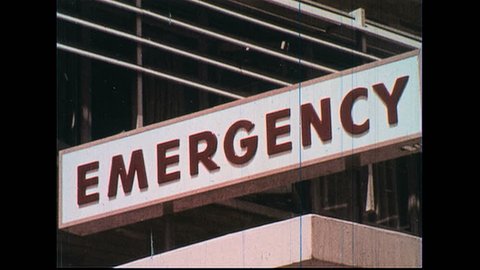 UNITED STATES 1970s : A depressed boy ends up being wheeled into a hospital by an EMT as a pharmacist counts pills.