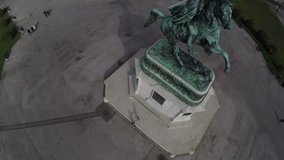 Bird's eye view on a statue on Heroes square in Vienna.
