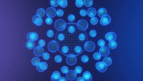 Abstract 3D Background Blue And Purple Floating Rotating Connected Wire Atom Spheres - Powered by Shutterstock - Get 15% off with code: PIKWIZARD15