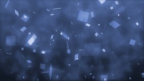 Blue motion abstract background with animated squares and particles. Seamless loop. More videos in my portfolio.