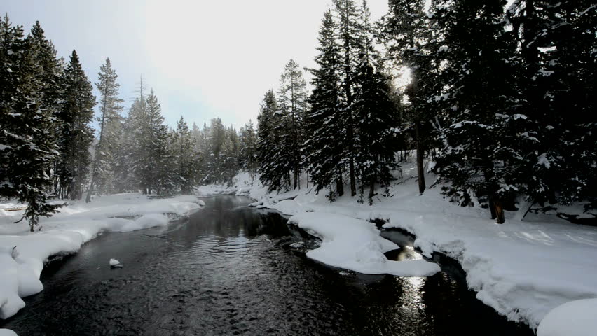 River in winter in Yellowstone National Park.