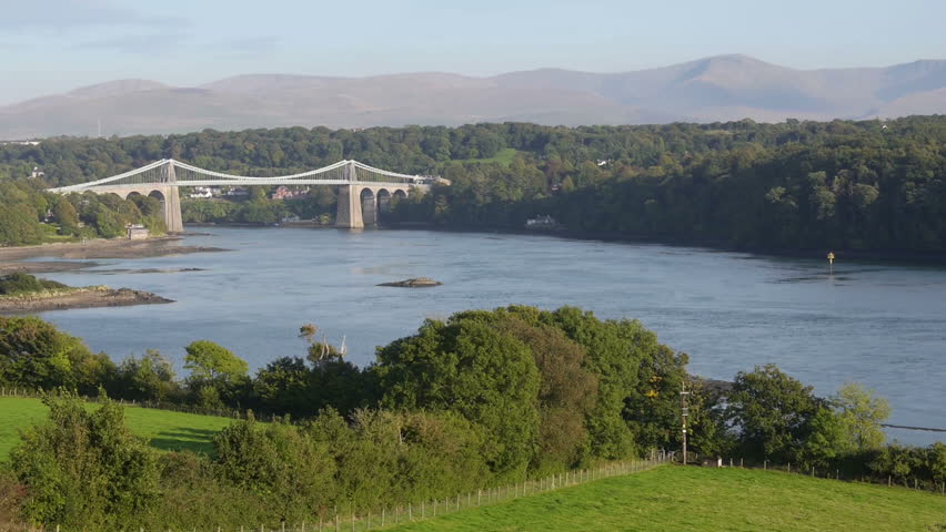 Menai Suspension Bridge North Wales Stock Footage Video 100 Royalty   1 