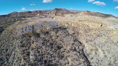 TABERNAS, SPAIN - February 10: Aerial view of an old west military fort in Fort Bravo / Texas Hollywood on February 10, 2015 in Tabernas, Spain. It is the biggest backlot of western style in Europe