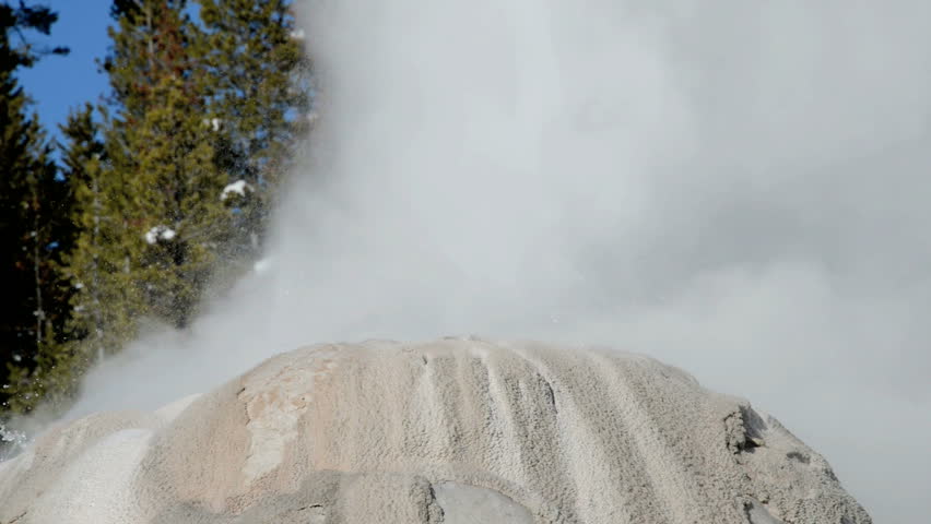Geyser cone in Yellowstone National Park, winter.