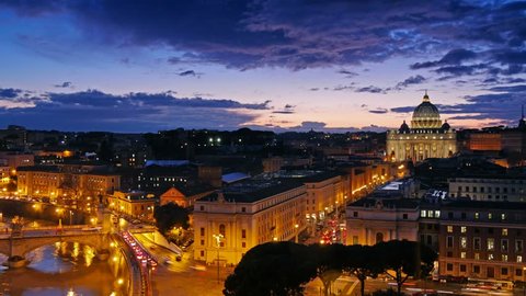 Sunset time-lapse of the Vatican City. UHD, 4K