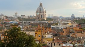 Rome skyline, Italy. Panning shot. UHD, 4K