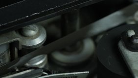 [ungraded] Reel-to-reel tape recorder. Tape drive mechanism macro close-up. Turning on and off. Source: Canon 7D, ungraded. H.264 from camera without re-encoding. Clip ID: ax470u