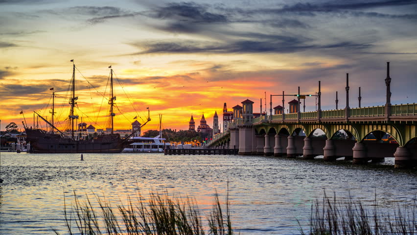 St. Augustine, Florida, USA cityscape time lapse.