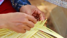 basketweave,ancient,bamboo, Women weave pattern hand bamboo, Bamboo weaving.