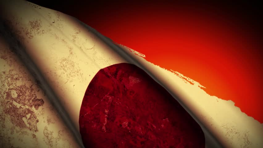 Japan Flag Waving, old, grunge look, sunset, a Backgrounds & Wallpaper Video by ad.just