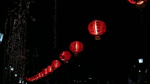 Colorful of Chinese lantern on night, Chinese new year celebration