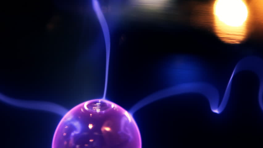 Plasma glass ball creating blue lightnings from center / HD1080 / 30fps