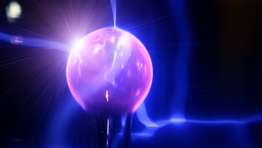 Plasma glass ball creating blue lightnings from center / HD1080 / 30fps