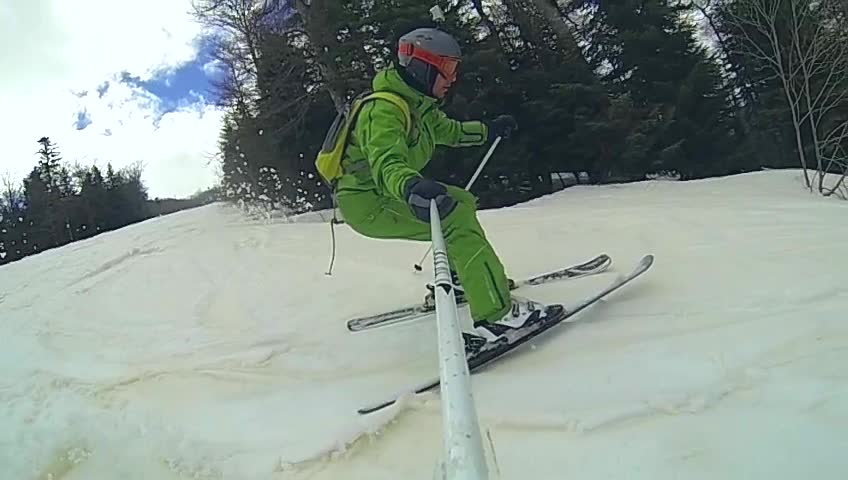 Ski sport man downhill at winter