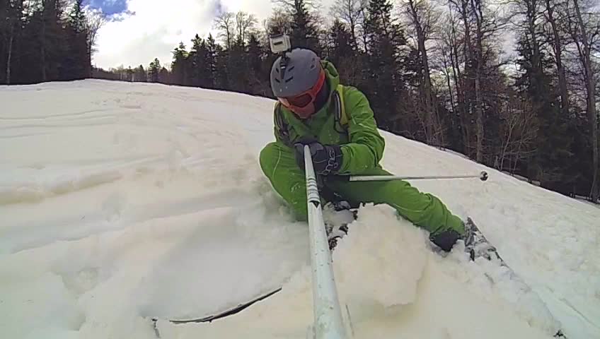Ski sport man downhill at winter