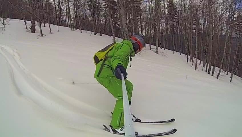 Ski sport man downhill at winter