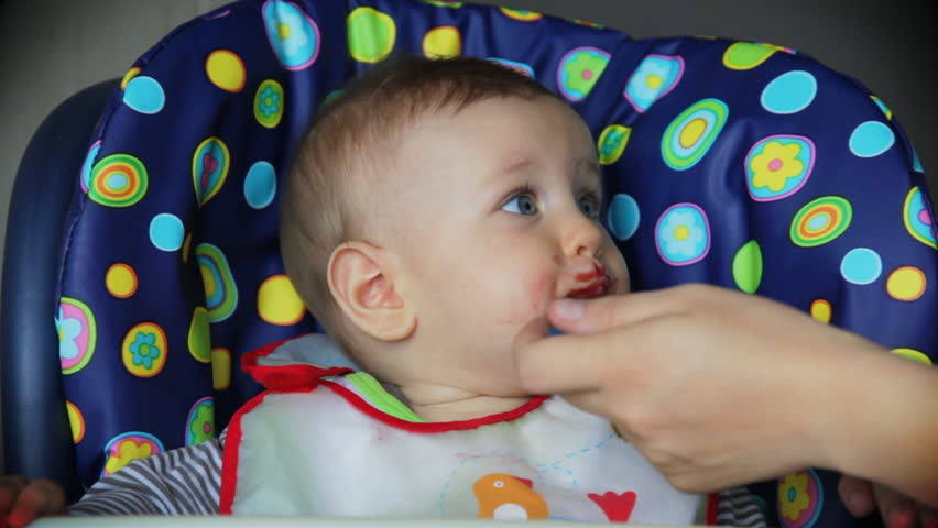 Baby boy at lunch time