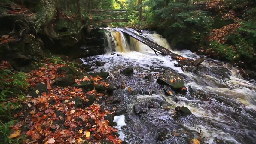 Video of Upper Chapel Falls at Pictured Rocks National Lakeshore in Autumn. Chapel Falls is in the Upper Peninsula near Munising Michigan.