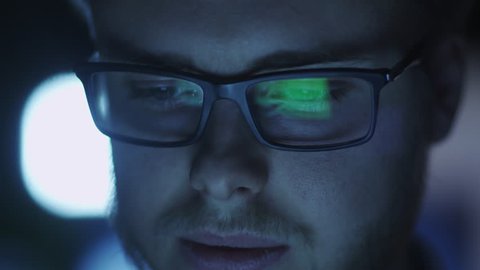 Computer Screen Reflection in Programmer's Glasses
Shot on RED Cinema Camera in 4K (UHD). Its easy scale, rotate and crop without loosing quality.