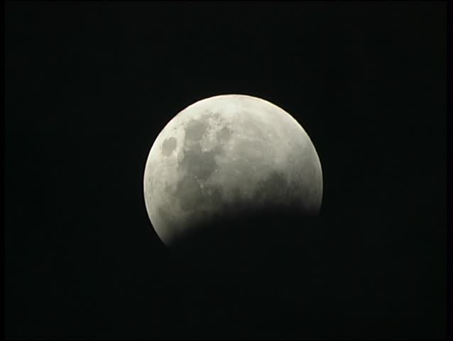 Partial lunar eclipse on a cloudy night