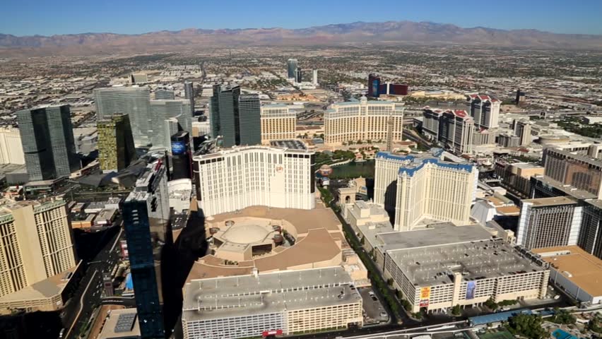 Aerial of the Las Vegas Strip, Internationally known for the concentration of resort hotels and casinos along its route. One of the most popular destinations for tourists in the USA, and the world.
