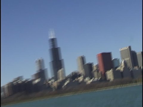chicago skyline on lake zoom