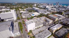 4k aerial video Miami Beach Lincoln Road