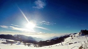 Winter Mountains and Clouds Sunset Timelapse, 4k uhd stock video
