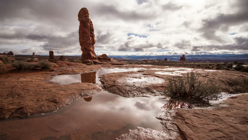 Timelapse in Arches National Park with Clouds moving