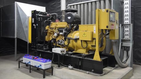 Running diesel generator unit .