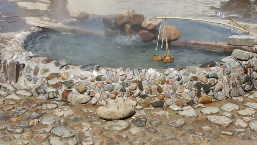 Boiled eggs in hot springs