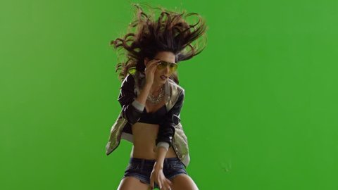 FEW SHOTS! Hot girl dancing. Dances with real strobe lights on body. Slow motion. Green screen. Chroma key. Shot on RED EPIC Cinema Camera.