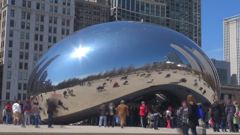 CHICAGO,USA - APRIL 17, 2013, Timelapse of tourist people visit The Bean by day