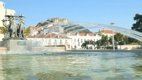 Leiria on a sunny day. Leiria is a city and a municipality in the Centro Region of Portugal. 4k video resolution (3840x2160)
