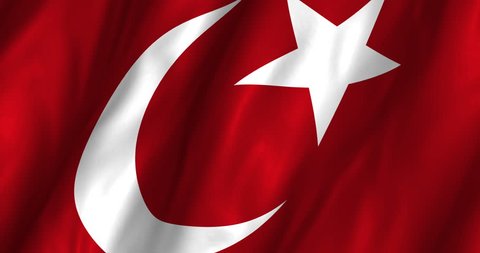 A beautiful satin finish looping 4K flag animation of Turkey.  A fully digital rendering using the official flag design in a waving, full frame composition.  The animation loops at 10 seconds.  