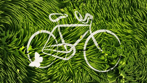 Bicycle and "Go Green" Scribblings on Green Environment Stock Video