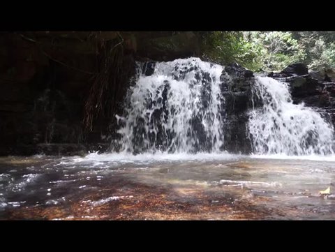 Pure fresh water waterfall in forest. 