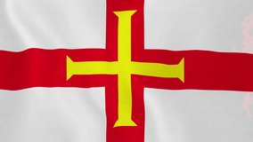 [loopable] Flag of Guernsey. official flag gently waving in the wind. Highly detailed fabric texture for 4K resolution. 15 seconds loop. Source: CGI rendering. Clip ID: ax805c